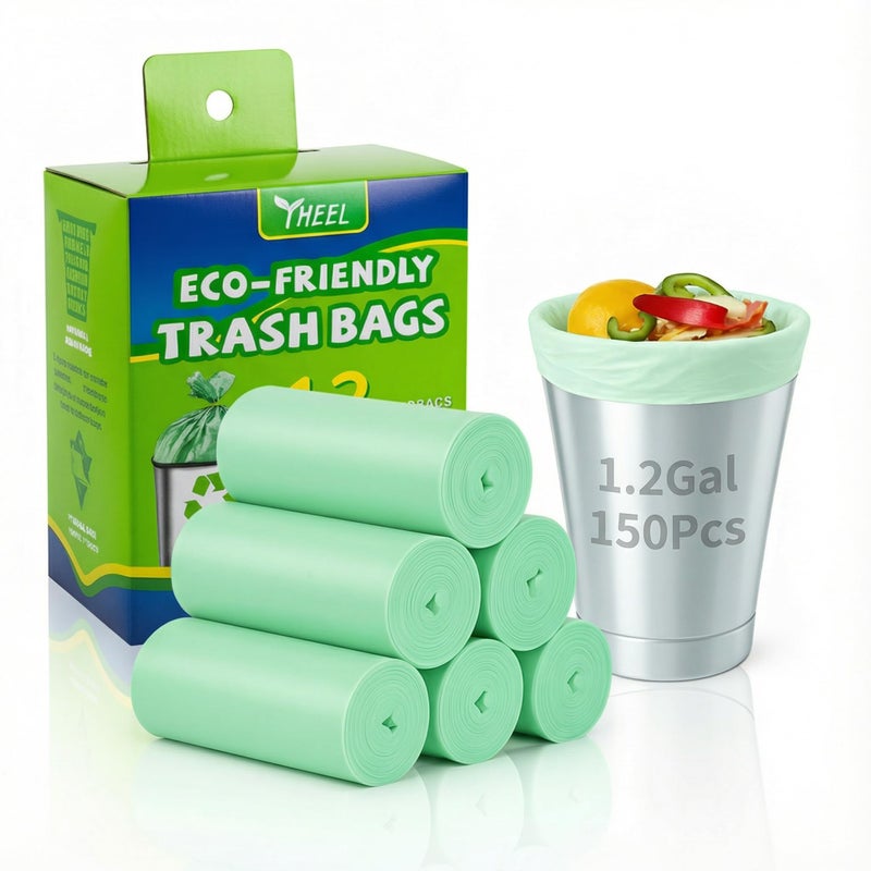 YHEEL Small Trash Bags 1.2 Gallon: YHEEL Bathroom Trash Bags Unscented Small Garbage Bags Strong Leak-Proof Trash Liners for Office Bedroom - 150 Counts - Image 1